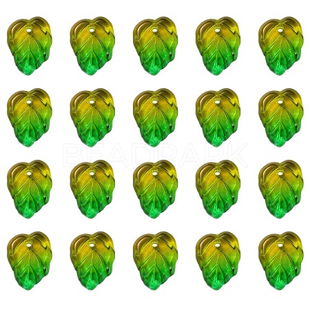 Autumn Theme Two-Tone Transparent Glass Charms GLAA-YW0001-53A-1