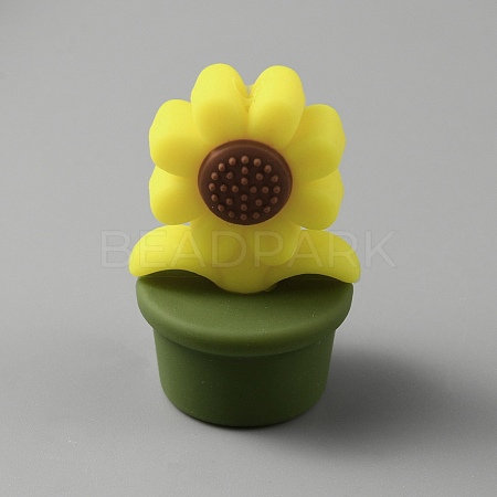 Sunflower Silicone Beads SIL-WH0008-40G-1