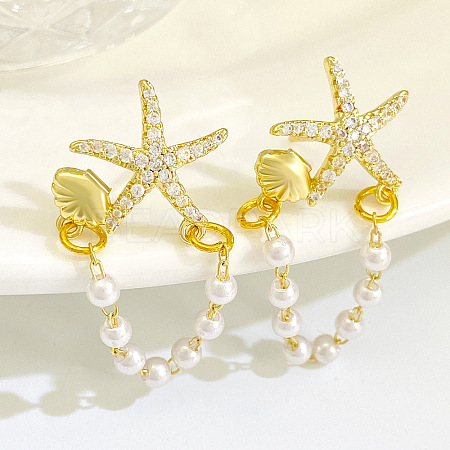 Starfish Brass Stud Earrings WH-WGC6CD4-02-1