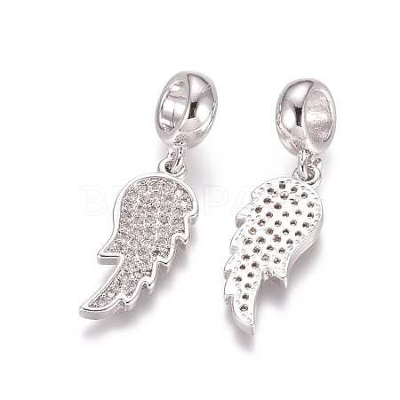 Brass Micro Pave Cubic Zirconia European Dangle Charms ZIRC-E163-11P-1