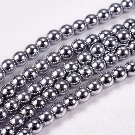 Electroplate Non-magnetic Synthetic Hematite Beads Strands G-J169A-3mm-02-1