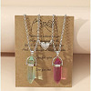 2Pcs Glass Double Faceted Pointed Bullet Pendant Couple Necklaces with Heart Magnetic Clasps FS-WG058EE-05-1