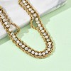 304 Stainless Steel & Rhinestone Rope Chain Double Layer Bracelets for Women BJEW-F540-07G-3