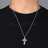 Brass Micro Pave Black Zirconia Cross Pendant Necklaces NJEW-M211-05D-P-3