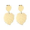 Leaf 304 Stainless Steel Dangle Earrings EJEW-L283-105G-1