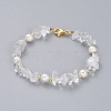 Natural Quartz Crystal Chip Beaded Bracelets BJEW-JB04933-02-1