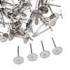 Tarnish Resistant 316 Surgical Stainless Steel Flat Round Blank Peg Stud Earring Settings STAS-R073-06-2