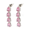Rack Plating Platinum Tone Brass Cubic Zirconia Studs Earrings for Women EJEW-H310-01P-03-1