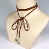 Flat Round Alloy with Suede Cord Lariat Necklaces FS-WG2B7B2-02-2