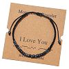 I Love You Synthetic Non-magnetic Hematite & Wood Beads Morse Code Bracelets WGB6EC0-10-1