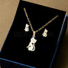 304 Stainless Steel Pendant Necklaces & Stud Earrings Sets WG82A44-31-1