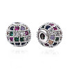 Rack Plating Brass Cubic Zirconia Beads ZIRC-S001-8mm-C03-1