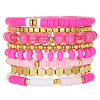 8Pcs Polymer Clay Heishi & CCB Plastic & Glass Beaded Stretch Bracelets Set For Women FS-WGAEA5C-03-2