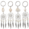 2 Sets Tibetan Style Alloy with Natural Shell & Synthetic Turquoise Keychains KEYC-SP0001-33-1