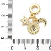 Brass Micro Pave Blue and Clear Cubic Zirconia European Dangle Charms KK-A282-22G-3