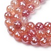 Electroplated Natural Agate Beads Strands G-B191-A07-10mm-15-3