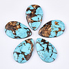 Assembled Natural Bronzite and Synthetic Turquoise Pendants G-S329-076-1