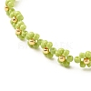 Glass Seed Beaded Flower Necklace with Alloy Enamel Bee Charm NJEW-JN03817-02-4