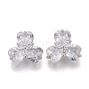 Brass Micro Pave Clear Cubic Zirconia Shank Buttons KK-H738-11P-1