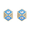 Brass Micro Pave Clear Cubic Zirconia Octagon European Bead with Enamel KK-N227-91B-2