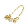 Brass Pave Clear Cubic Zirconia European Safety Chains with Charms KK-L236-16B-G-2