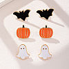 3 Pairs Halloween Alloy Enamel Stud Earrings FS-WGD9D4F-01-1