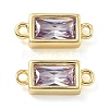 Brass Pave Glass Rectangle Connector Charms KK-H002-06G-04-1
