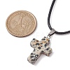 Natural Dalmatian Jasper Cross Pendant Necklaces NJEW-JN04624-04-3