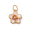 925 Sterling Silver White Enamel Flower Charms STER-D304-03G-1
