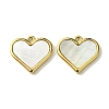 Ion Plating(IP) 304 Stainless Steel Pave Shell Heart Charms FIND-Z028-22G-1