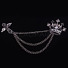 Crown & Cross with Chain Tassel Dangle Brooch Pin RELI-PW0001-099B-2