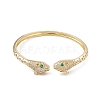 Green & Clear Cubic Zirconia Snake Open Cuff Bangles BJEW-A131-01G-1