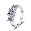 Rhodium Plated 925 Sterling Silver Pave 8.2x4.9mm Moissanite Finger Rings WG3C802-13-5