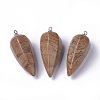 Natural Wood Lace Stone Pointed Pendants G-E541-10K-1