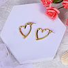 Brass Heart Dangle Stud Earrings with 925 Sterling Silver Pins for Women JE1091A-3
