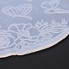 Flat Round with Flower & Butterfly Cup Mat Silicone Molds DIY-M034-29-4