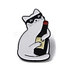 Drunk Cat Shape Alloy Enamel Brooch Pins JEWB-R021-08D-1