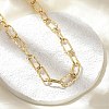 Brass Textured Paperclip Chain Necklaces NJEW-A042-15G-4