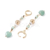 Heart Gemstone Beaded Long Dangle Hoop Earrings with Hollow Ball for Women EJEW-JE04792-4