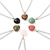 Heart Natural & Synthetic Mixed Gemstone Pendant Necklaces NJEW-JN03647-1