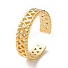 Ion Plating(IP) 304 Stainless Steel Hollow Wave Open Cuff Rings RJEW-D006-09G-1