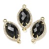 Natural Obsidian Faceted Horse Eye Connector Charms G-G181-07G-08-1