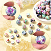 64Pcs 8 Colors Printed Round Silicone Focal Beads SIL-SC0002-88-3