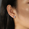 925 Sterling Silver Micro Pave Clear Cubic Zirconia Stud Earrings EJEW-G443-05P-1