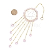 Wire Wrapped Natural Rose Quartz Chips Ring Hanging Ornaments HJEW-JM02371-02-3