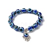 Evil Eye Resin Beads Stretch Bracelet for Girl Women X-BJEW-JB06762-01-1