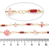 Handmade Brass & Synthetic Cherry Quartz Glass & Glass Tube Beaded Chain for Necklaces Bracelets Making CHC-F019-03G-2