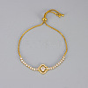 Brass Micro Pave Clear Cubic Zirconia Box Chain Slider Bracelets WG19F23-01-1