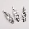 Tibetan Style Alloy Feather Pendants TIBEP-Q043-326-RS-2