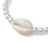 Adjustable ABS Plastic Imitation Pearl & Acrylic Shell Shape Braided Bead Bracelets BJEW-JB10104-04-3